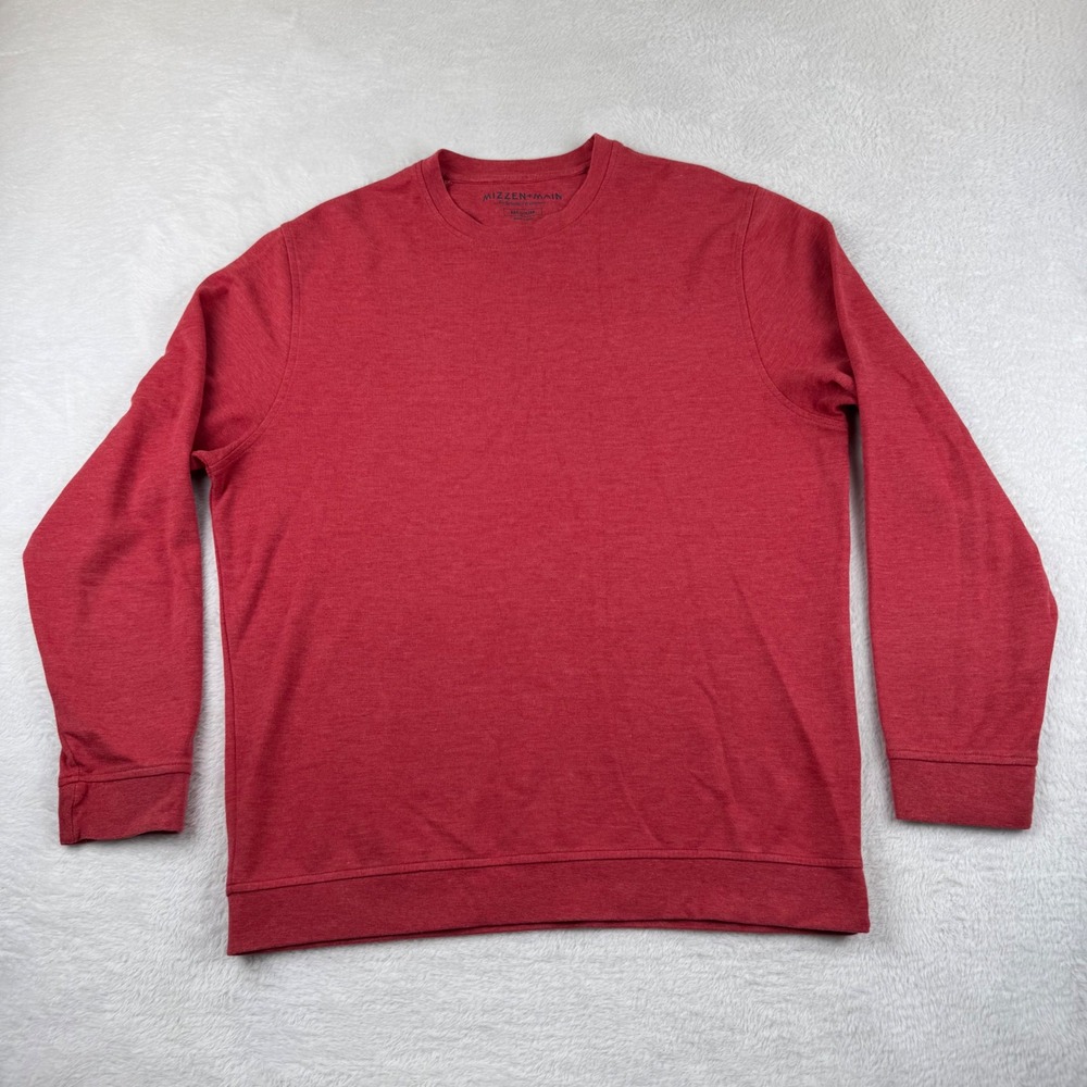 Mizzen+Main‎ Performance Sweatshirt Mens Medium Red Heather Crewneck Long Sleeve